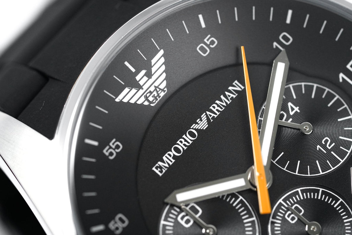 Shop Authentic Emporio Armani Sportivo Chronograph Black Dial Black Strap Watch For Men - AR5858 - Luxxuri