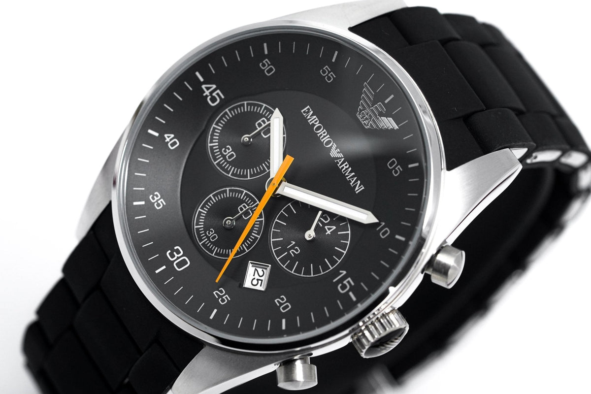 Shop Authentic Emporio Armani Sportivo Chronograph Black Dial Black Strap Watch For Men - AR5858 - Luxxuri