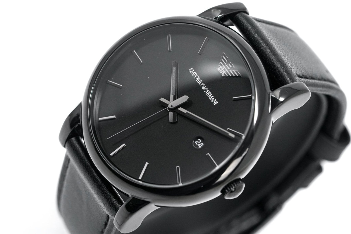 Shop Authentic Emporio Armani Classic Black Dial Black Leather Strap Watch For Men - AR1732 - Luxxuri