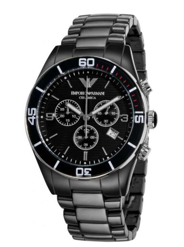 Shop Authentic Emporio Armani Black Ceramic Chronograph Black Dial Watch For Men - AR1421 - Luxxuri