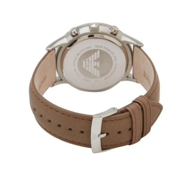 Shop Authentic Emporio Armani Classic Chronograph Silver Dial Brown Leather Strap Watch For Men - AR2471 - Luxxuri