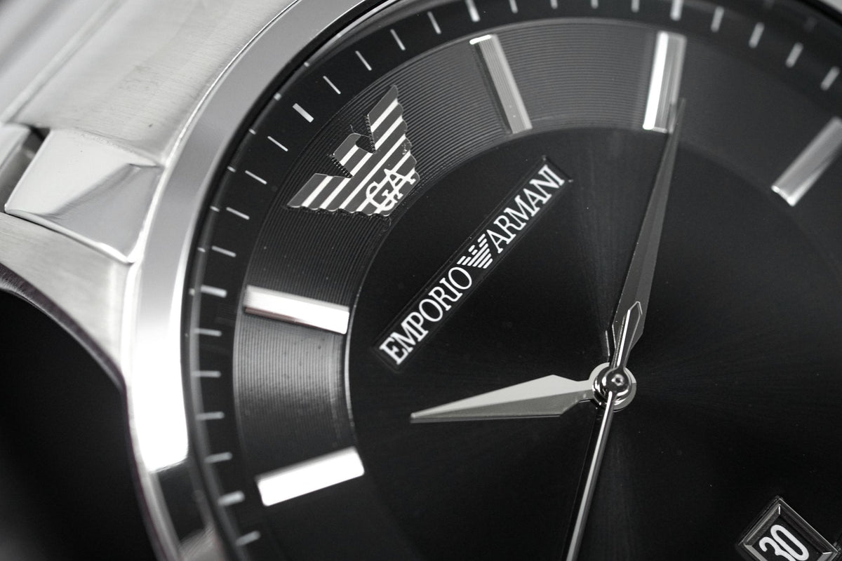 Shop Authentic Emporio Armani Sportivo Black Dial Silver Stainless Steel Watch For Men - AR2457 - Luxxuri