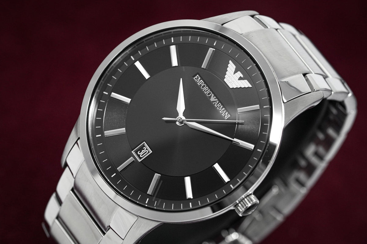 Shop Authentic Emporio Armani Sportivo Black Dial Silver Stainless Steel Watch For Men - AR2457 - Luxxuri