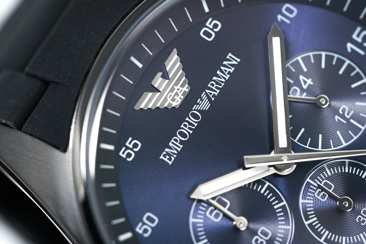 Shop Authentic Emporio Armani Sportivo Chronograph Blue Dial Black Strap Watch For Men - AR5921 - Luxxuri