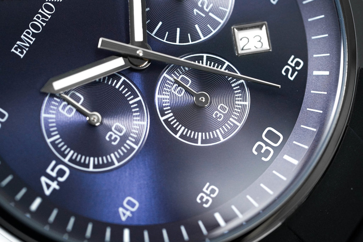 Shop Authentic Emporio Armani Sportivo Chronograph Blue Dial Black Strap Watch For Men - AR5921 - Luxxuri