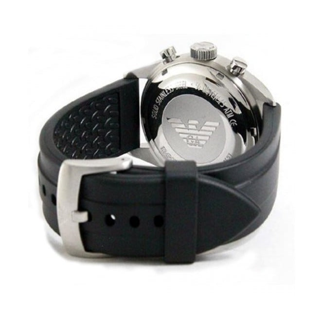 Shop Authentic Emporio Armani Sportivo Chronograph Black Dial Black Rubber Strap Watch For Men - AR0527 - Luxxuri