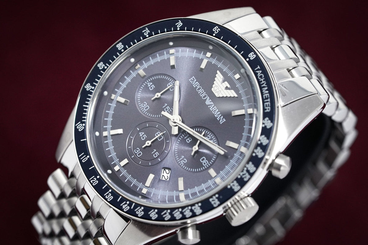 Shop Authentic Emporio Armani Sportivo Chronograph Blue Stainless Steel Watch For Men - AR6072 - Luxxuri