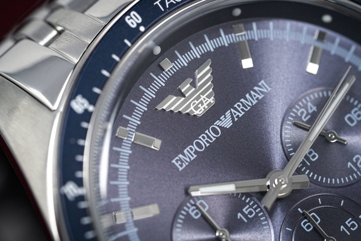 Shop Authentic Emporio Armani Sportivo Chronograph Blue Stainless Steel Watch For Men - AR6072 - Luxxuri