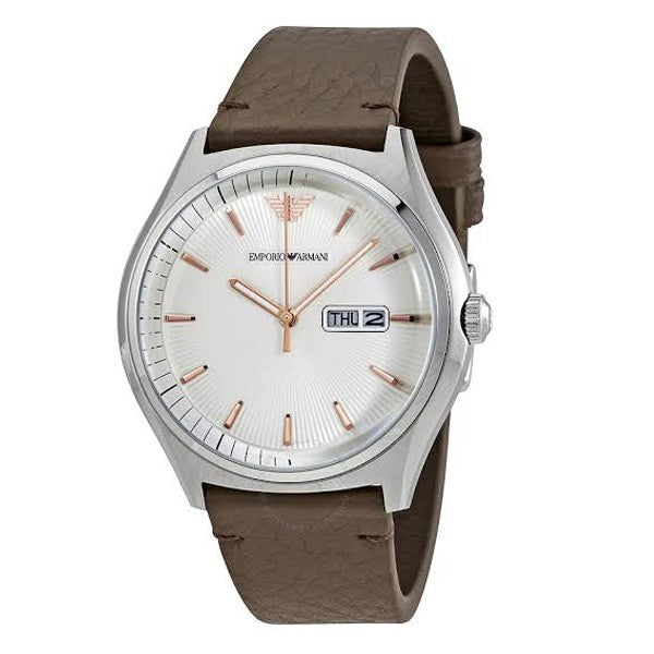 Shop Authentic Emporio Armani Dress Quartz White Dial Brown Leather Strap Watch For Men - AR1999 - Luxxuri