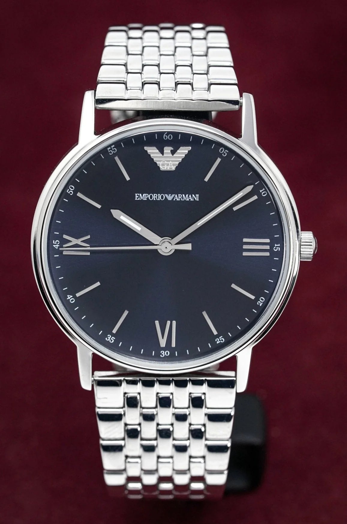 Shop Authentic Emporio Armani Kappa Quartz Blue Dial Silver Steel Strap Watch For Men - AR80010 - Luxxuri