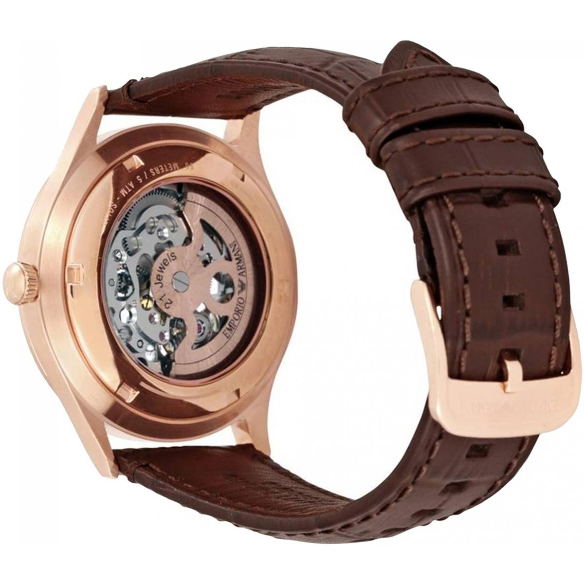 Shop Authentic Emporio Armani Meccanico White Dial Brown Leather Strap Watch For Men - AR1920 - Luxxuri