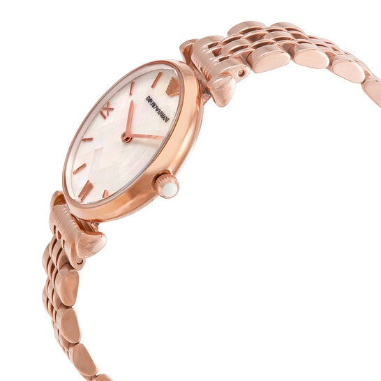 Shop Authentic Emporio Armani Mother of Pearl Dial Rose Gold Steel Strap Watch For Women - AR11110 - Luxxuri