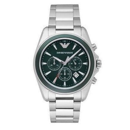 Shop Authentic Emporio Armani Sportivo Chronograph Blue Dial Silver Steel Strap Watch For Men - AR6090 - Luxxuri