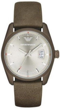 Shop Authentic Emporio Armani Sportivo Quartz Silver Dial Brown Leather Strap Watch For Men - AR6079 - Luxxuri