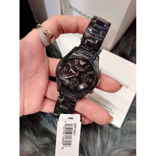 Shop Authentic Emporio Armani Black Ceramic Dial Ceramic Strap Watch For Women - AR1401 - Luxxuri