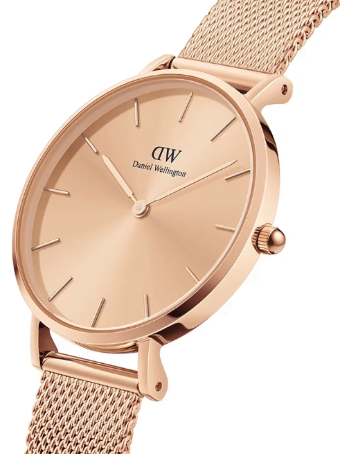 Shop Authentic Daniel Wellington Petite Rose Gold Dial Rose Gold Mesh Strap Watch For Women - DW00100472 - Luxxuri