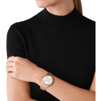 Shop Authentic Michael Kors Everest Chronograph Silver Dial Rose Gold Steel Strap Watch For Women - MK7213 - Luxxuri