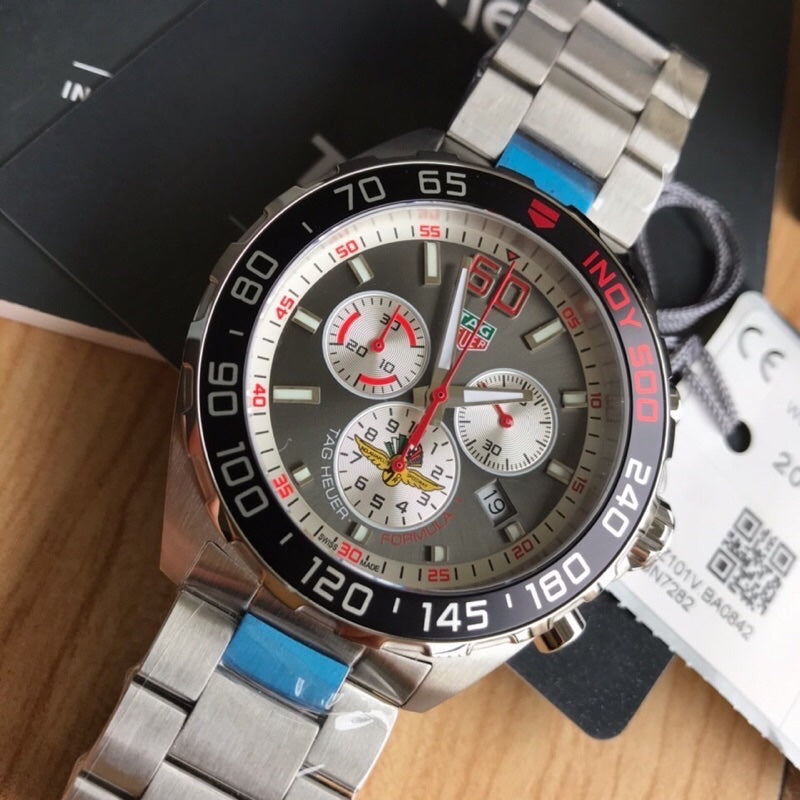 Shop Authentic Tag Heuer Formula 1 Indy 500 Special Edition Black Dial Silver Steel Strap Watch for Men - CAZ101V.BA0842 - Luxxuri