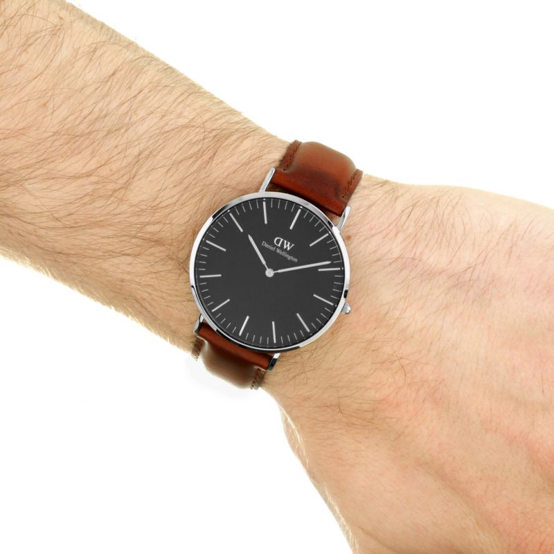 Shop Authentic Daniel Wellington Classic St Mawes Black Dial Brown Leather Strap Watch For Men - DW00100130 - Luxxuri