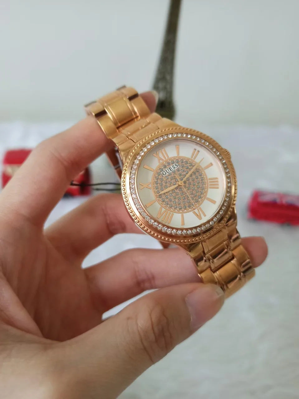 Shop Authentic Guess Sassy Quartz White Dial Rose Gold Steel Strap Watch For Women - W0705L3 - Luxxuri