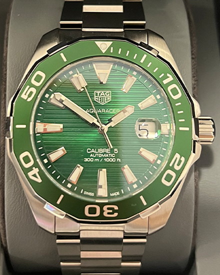 Shop Authentic Tag Heuer Aquaracer Green Dial Watch for Men - WAY201S.BA0927 - Luxxuri