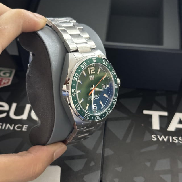 Shop Authentic Tag Heuer Formula 1 Quartz Green Dial Silver Steel Strap Watch for Men - WAZ1017.BA0842 - Luxxuri