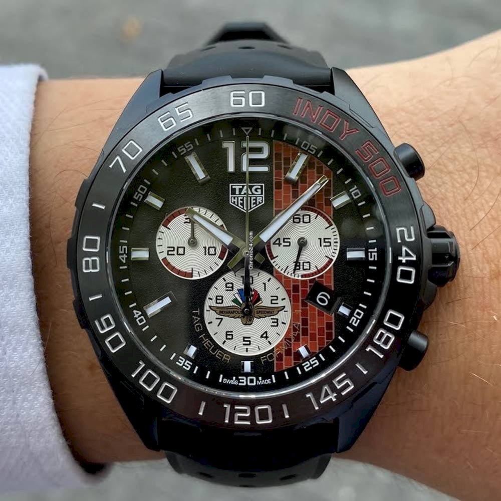 Shop Authentic Tag Heuer Formula 1 Indy 500 Limited Edition Chronograph Black Dial Black Rubber Strap Watch for Men - CAZ101AD.FT8024 - Luxxuri