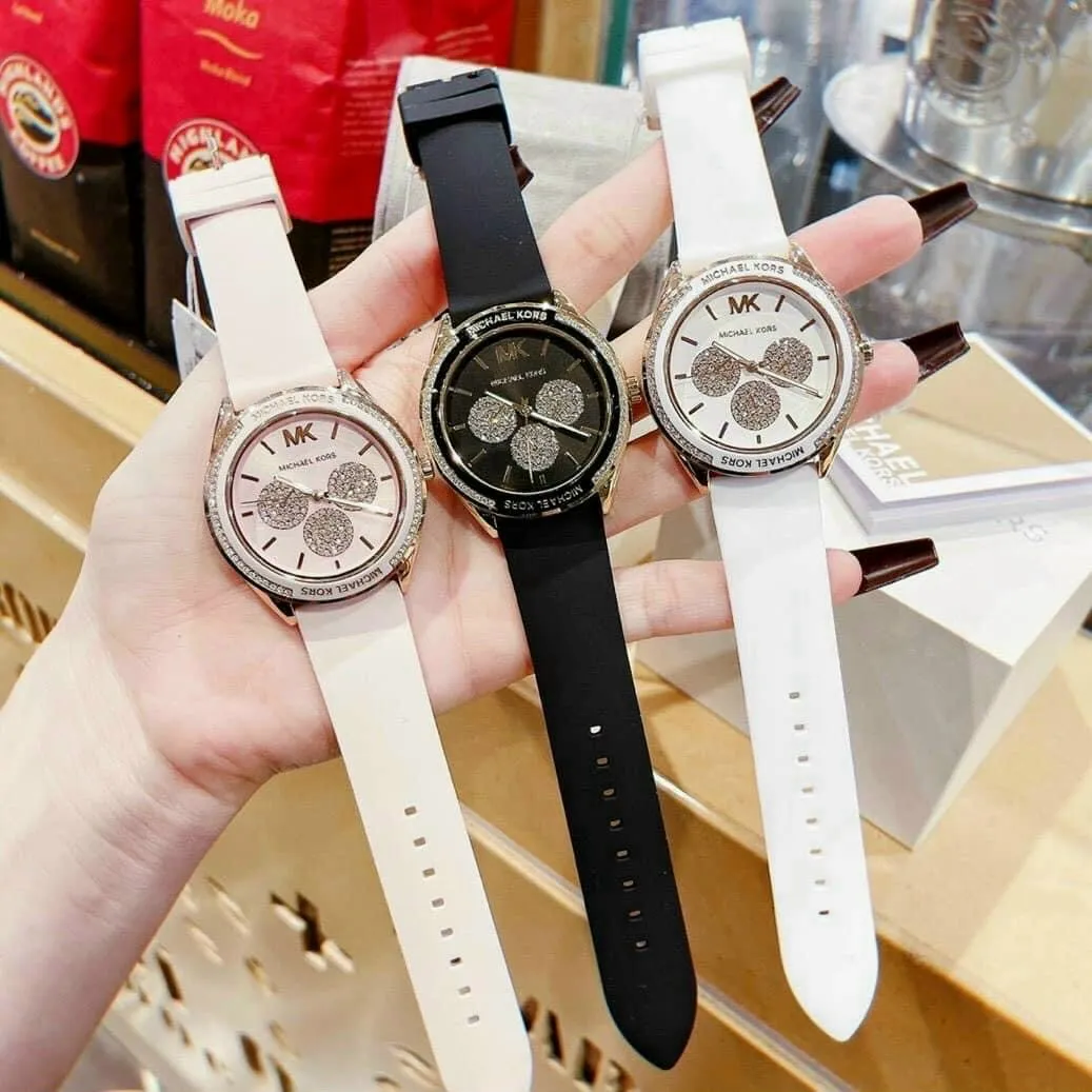Shop Authentic Michael Kors Quartz Black Dial Black Silicone Strap Watch For Women - MK6944 - Luxxuri