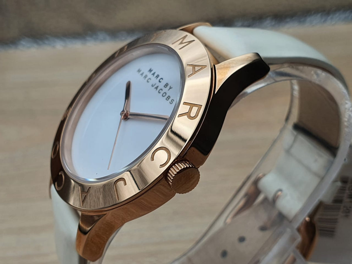 Shop Authentic Marc Jacobs Blade White Dial White Leather Strap Watch for Women - MBM1201 - Luxxuri