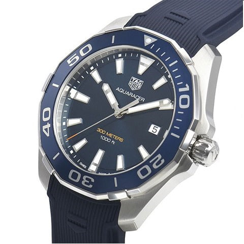 Shop Authentic Tag Heuer Aquaracer Quartz Blue Dial Blue Rubber Strap Watch for Men - WAY101C.FC6153 - Luxxuri