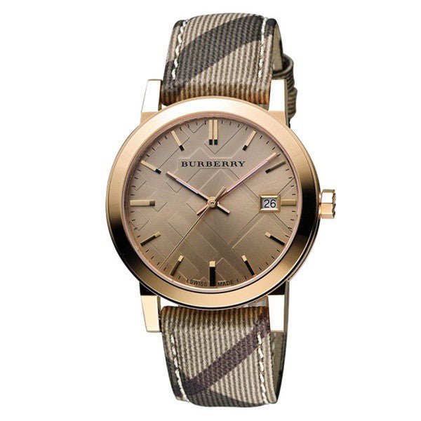 Shop Authentic Burberry The City Rose Gold Dial Brown Leather Strap Watch for Women - BU9040 - Luxxuri