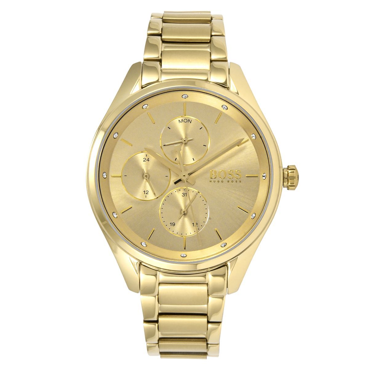 Shop Authentic Hugo Boss Grand Course Gold Dial Gold Steel Strap Watch for Women - 1502584 - Luxxuri