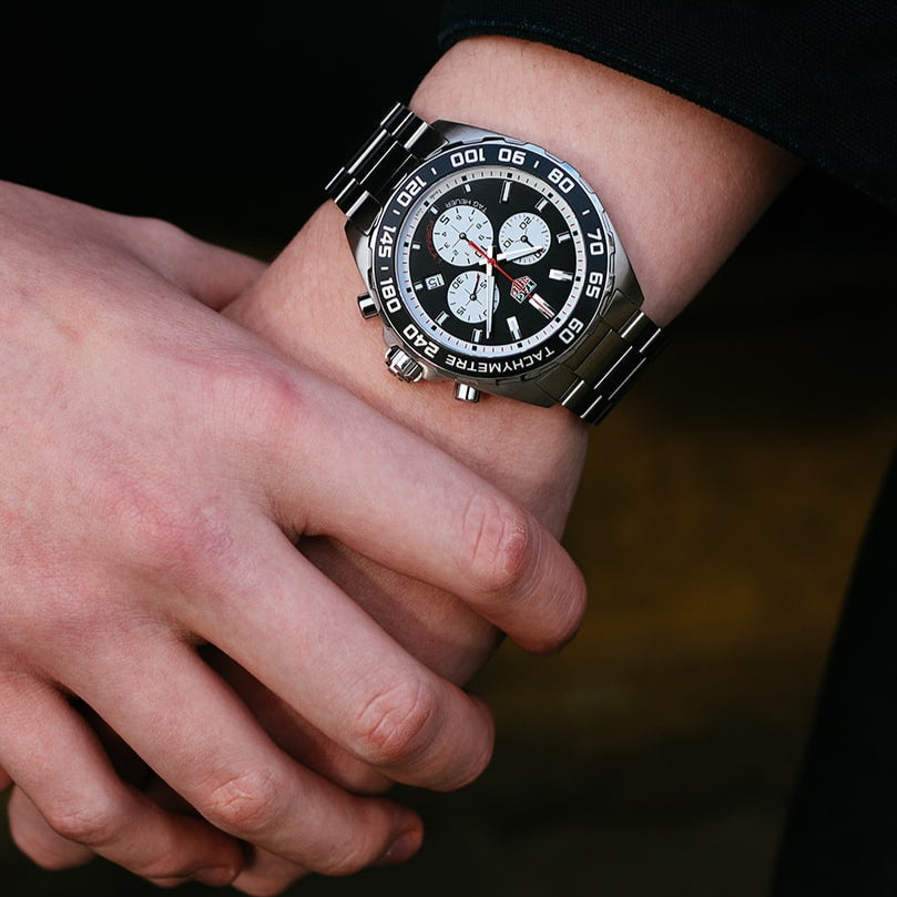 Shop Authentic Tag Heuer Formula 1 Chronograph Black Dial Silver Steel Strap Watch for Men - CAZ101E.BA0842 - Luxxuri
