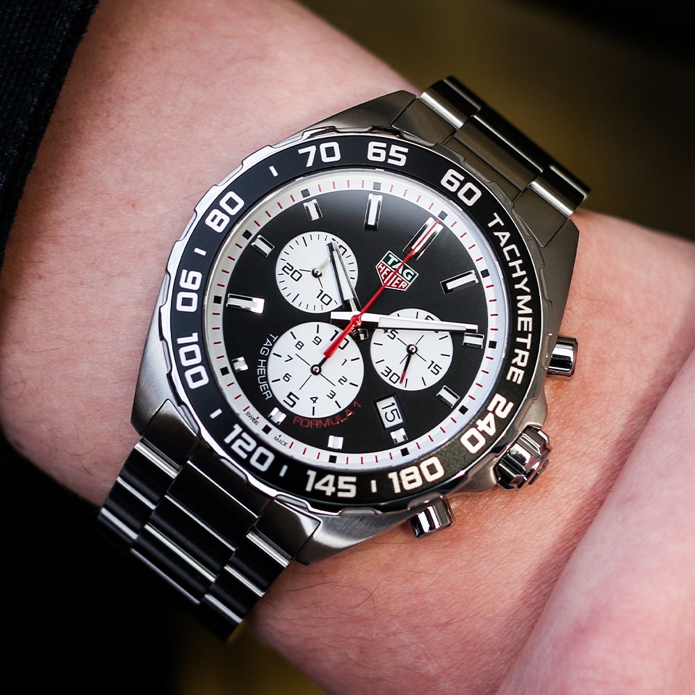 Shop Authentic Tag Heuer Formula 1 Chronograph Black Dial Silver Steel Strap Watch for Men - CAZ101E.BA0842 - Luxxuri