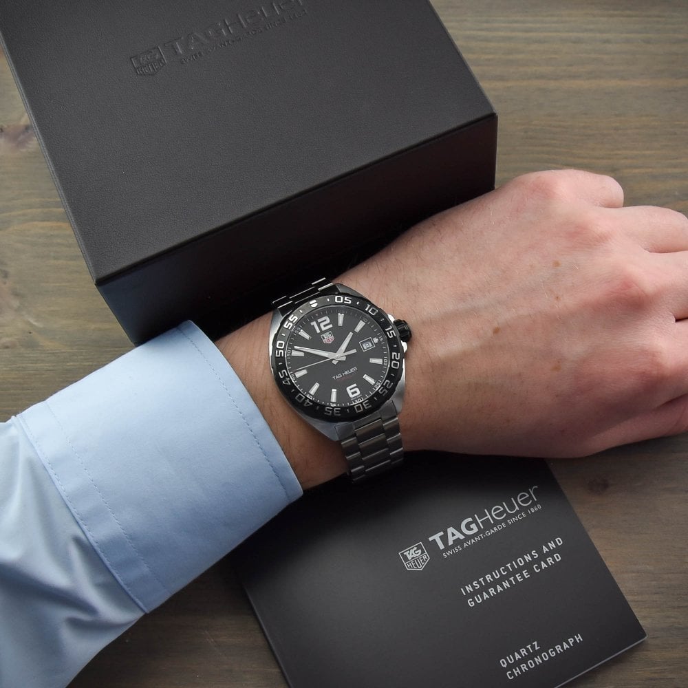 Shop Authentic Tag Heuer Formula 1 Quartz Black Dial Silver Steel Strap Watch for Men - WAZ1110.BA0875 - Luxxuri