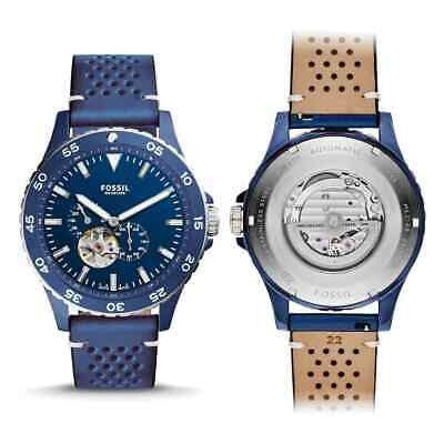 Shop Authentic Fossil Crewmaster Sports Automatic Blue Dial Blue Leather Strap Watch for Men - ME3149 - Luxxuri