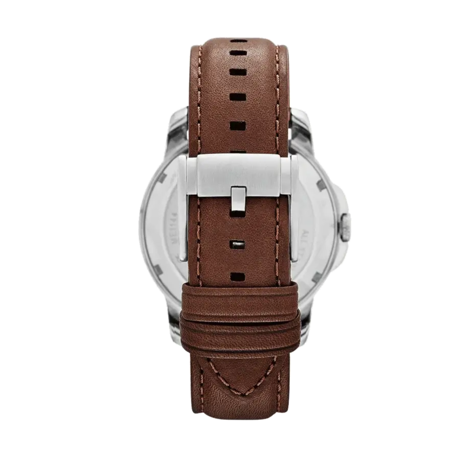 Shop Authentic Fossil Grant Twist Multi-Function White Dial Brown Leather Strap Watch for Men - ME1144 - Luxxuri
