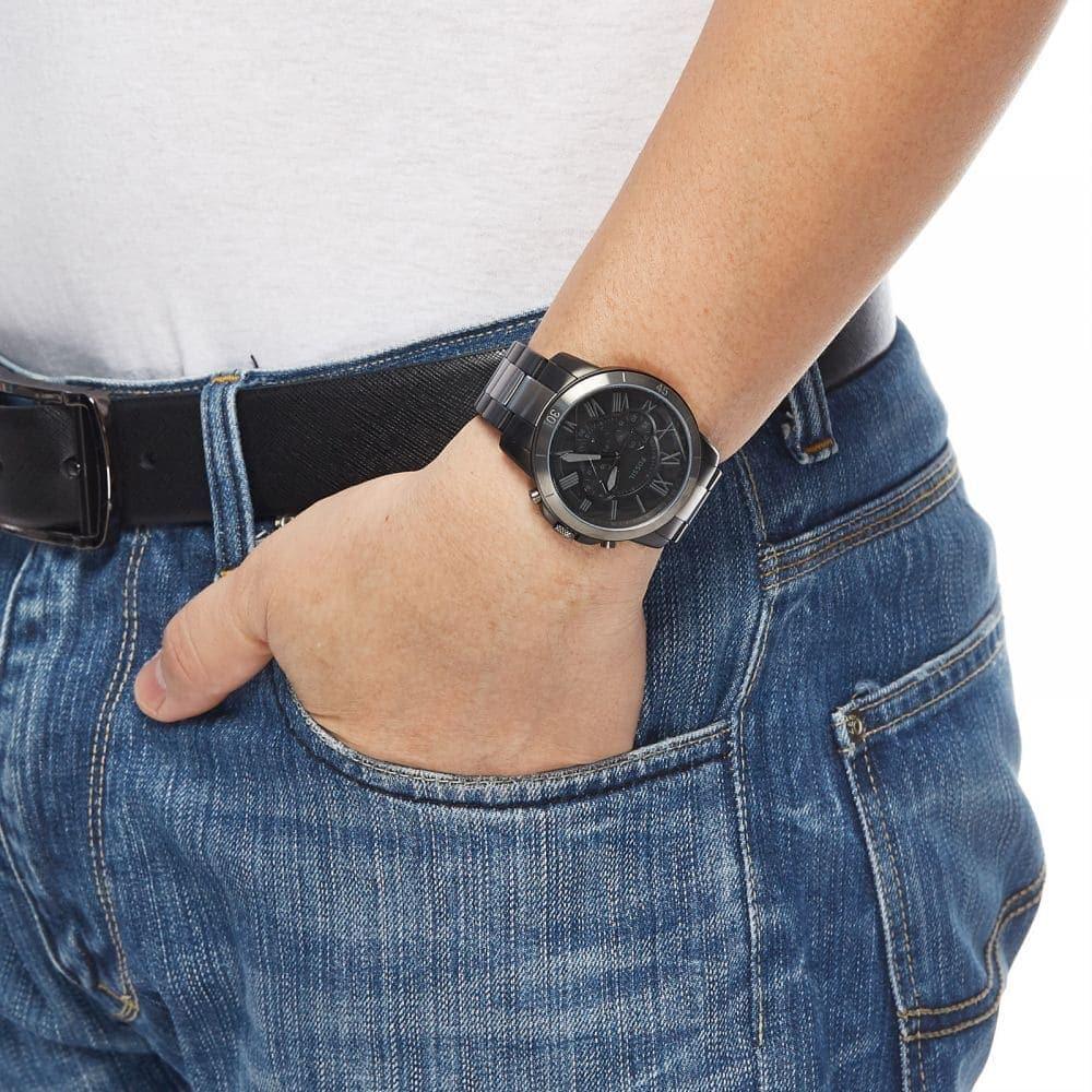 Shop Authentic Fossil Grant Chronograph Black Dial Two Tone Steel Strap Watch for Men - FS5269 - Luxxuri