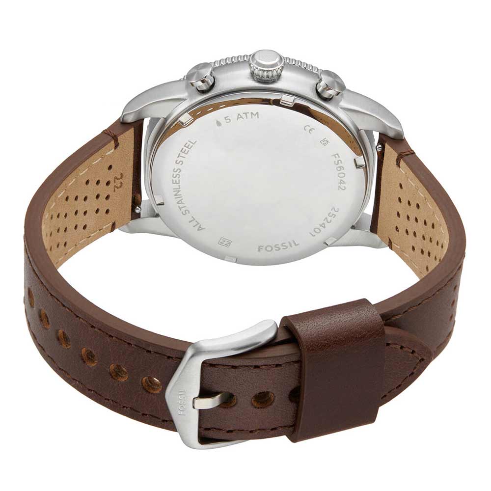 Shop Authentic Fossil Sport Tourer Chronograph White Dial Brown Leather Strap Watch for Men - FS6042 - Luxxuri