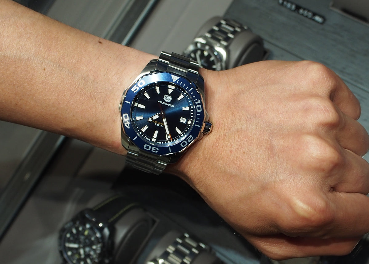 Shop Authentic Tag Heuer Aquaracer Blue Dial Quartz Silver Steel Strap Watch for Men - WAY111C.BA0928 - Luxxuri