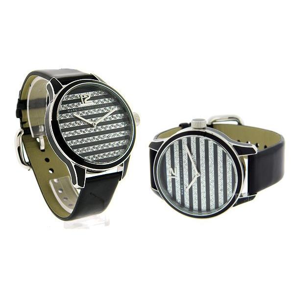Shop Authentic Marc Jacobs Lidia Stripe Glitz Black Dial Black Leather Strap Watch for Women - MBM1166 - Luxxuri