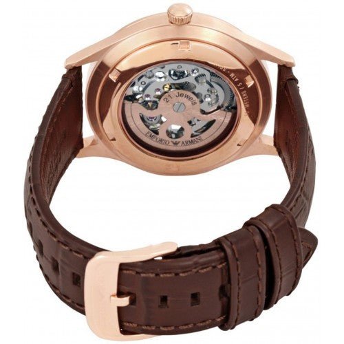 Shop Authentic Emporio Armani Meccanico White Dial Brown Leather Strap Watch For Men - AR1920 - Luxxuri