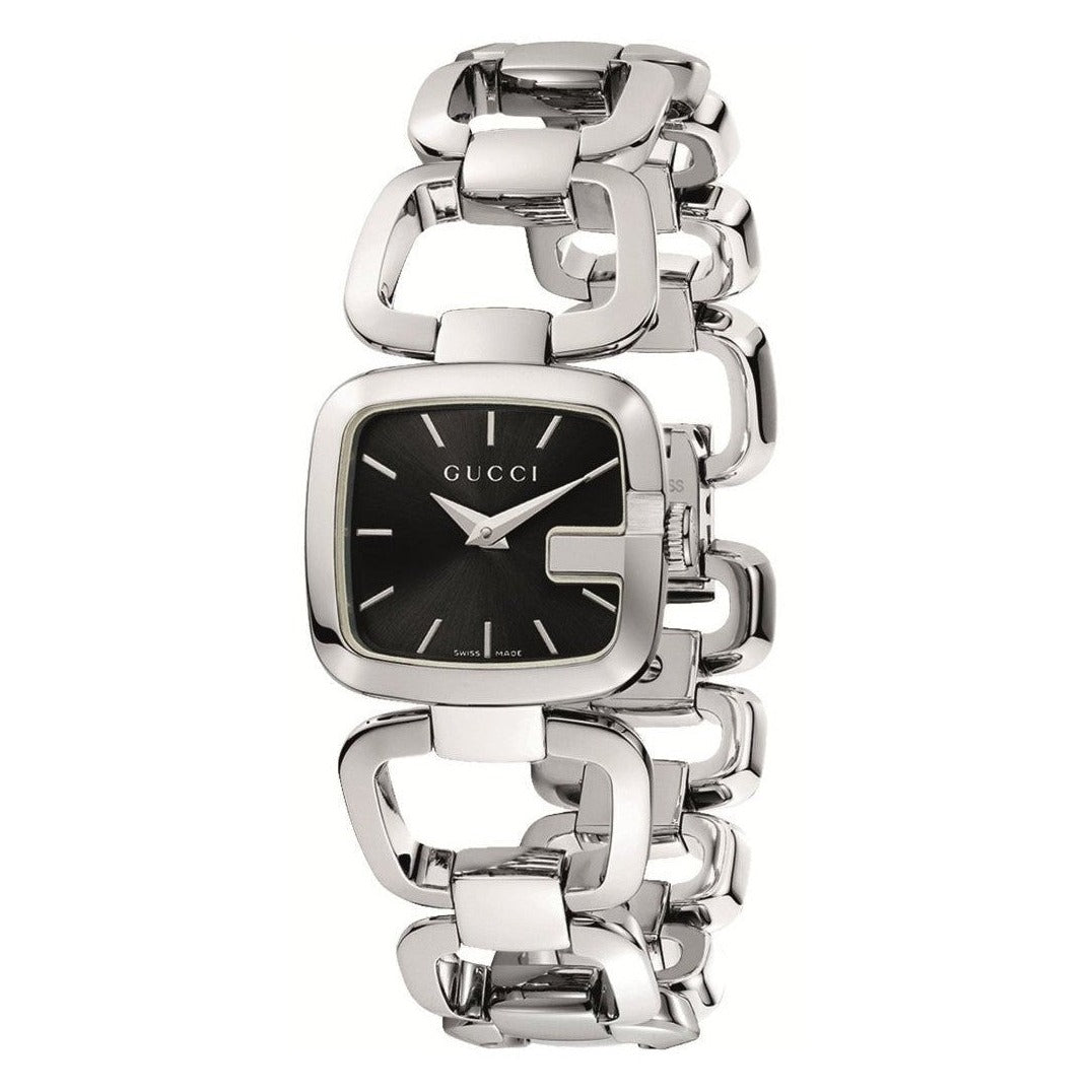 Shop Authentic Gucci G Gucci Diamonds Black Dial Silver Steel Strap Watch For Women - YA125406 - Luxxuri