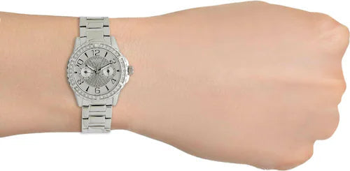 Shop Authentic Guess Sassy Multifunction Quartz Silver Dial Silver Steel Strap Watch For Women - W0705L1 - Luxxuri