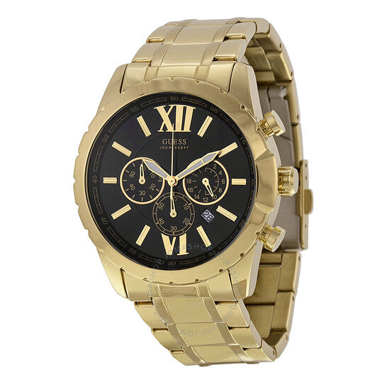 Shop Authentic Guess Optic Multifunction Black Dial Gold Steel Strap Watch for Men - W0193G1 - Luxxuri