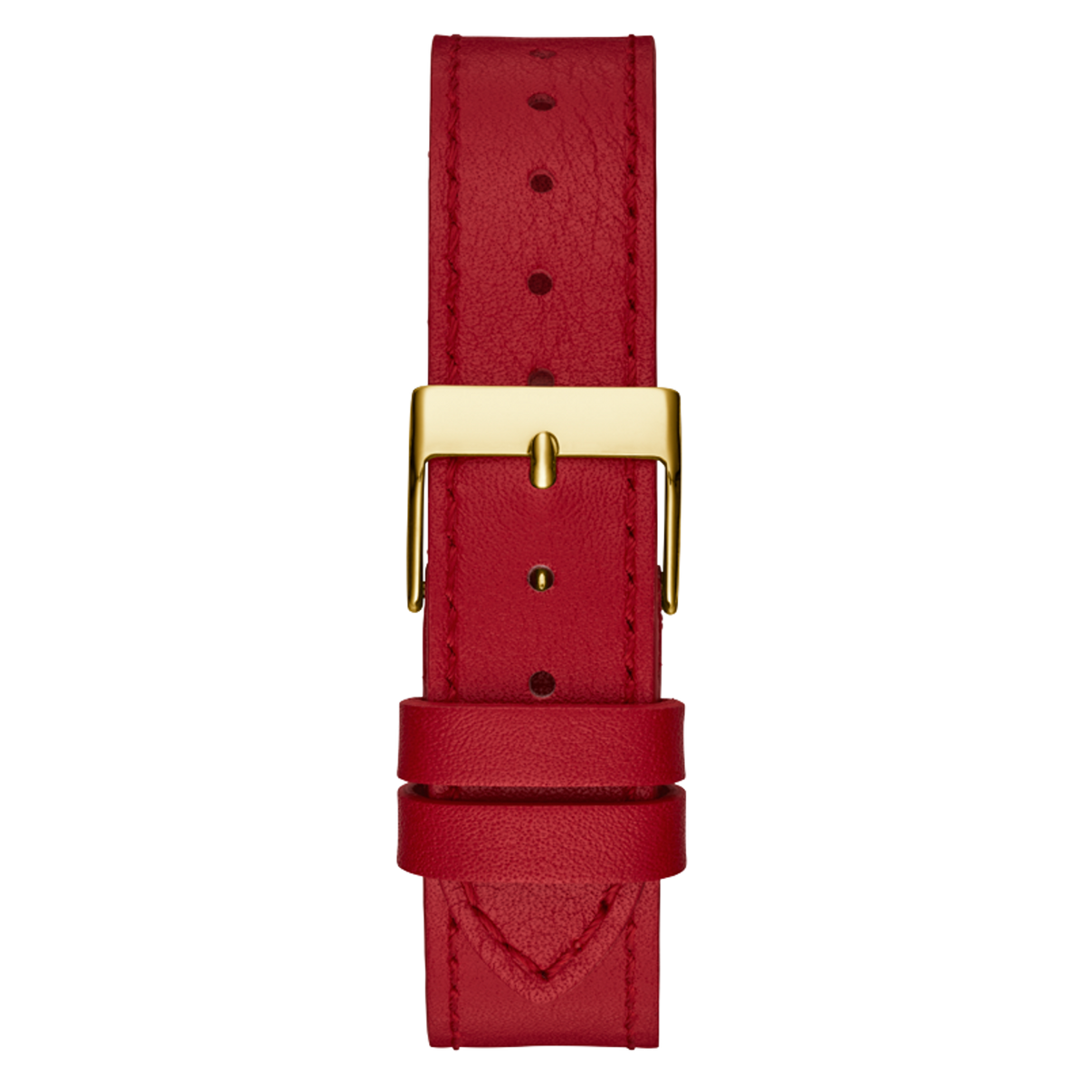 Guess Fame Quartz Gold Dial Red Leather Strap Watch For Women - GW0504L2