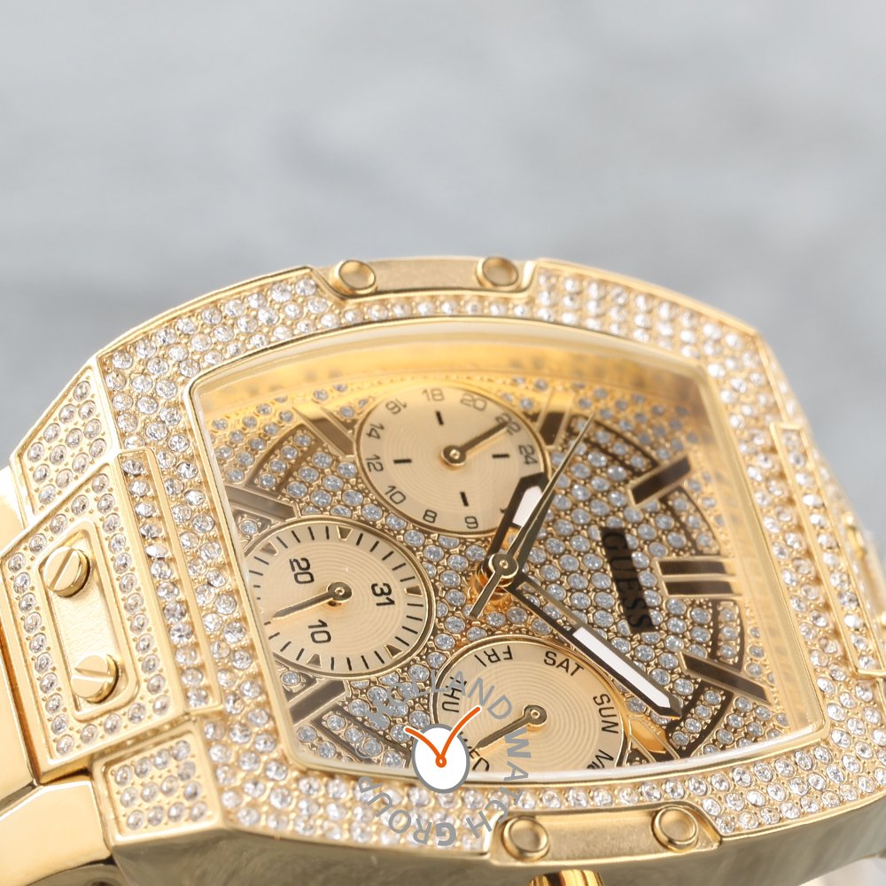 Guess Raven Diamonds Gold Dial Gold Steel Strap Watch for Women - GW0104L2