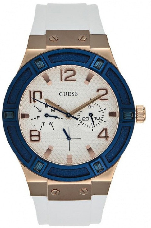 Shop Authentic Guess Jet Setter White Dial White Rubber Strap Watch for Women - W0564L1 - Luxxuri