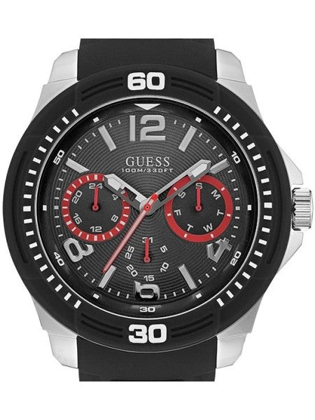 Shop Authentic Guess Tread Black Dial Black Rubber Strap Watch for Men - W0967G1 - Luxxuri
