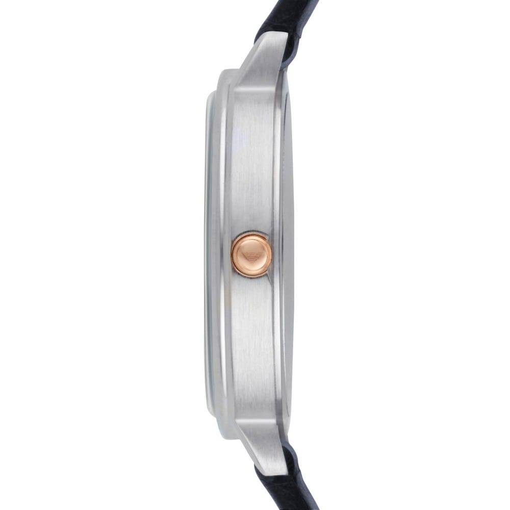Shop Authentic Emporio Armani Kappa White Mother of Pearl Dial Black Leather Strap Watch For Women - AR2509 - Luxxuri